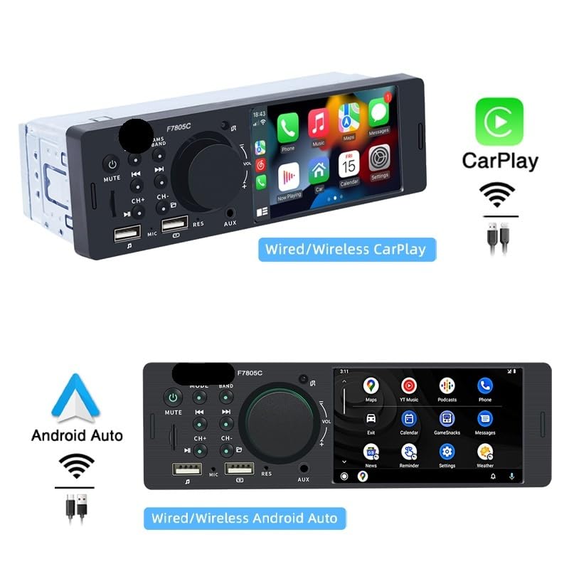 レトロなラジオ Amazon.co.jp: 1 Din Bluetoothカーラジオ、ワイヤレスCarPlay、オート